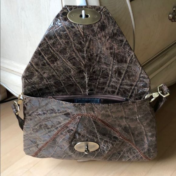 Carla Mancini Vintage Croco Envelope Style Brown Shoulder Bag - Picture 5 of 5